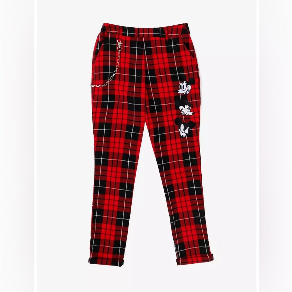 Disney Mickey Mouse Red Plaid Pants (detachable chain missing)